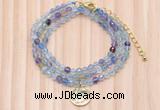 GMN7461 4mm faceted round fluorite beaded necklace with constellation charm