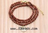 GMN7465 4mm faceted round goldstone beaded necklace with constellation charm