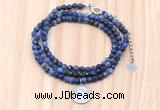 GMN7517 4mm faceted round tiny sodalite beaded necklace with letter charm