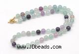 GMN7635 18 - 36 inches 8mm, 10mm matte fluorite beaded necklaces