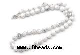 GMN7700 18 - 36 inches 8mm, 10mm round white howlite beaded necklaces