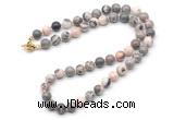 GMN7778 18 - 36 inches 8mm, 10mm round pink zebra jasper beaded necklaces