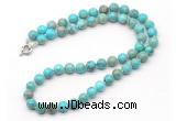 GMN7788 18 - 36 inches 8mm, 10mm round blue sea sediment jasper beaded necklaces