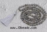 GMN780 Hand-knotted 8mm, 10mm labradorite 108 beads mala necklaces with tassel