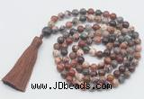 GMN817 Hand-knotted 8mm, 10mm brecciated jasper 108 beads mala necklace with tassel