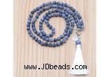 GMN8201 18 - 36 inches 8mm blue spot stone 54, 108 beads mala necklace with tassel