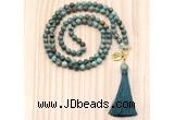 GMN8214 18 - 36 inches 8mm African turquoise 54, 108 beads mala necklace with tassel