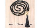 GMN8222 18 - 36 inches 8mm golden obsidian 54, 108 beads mala necklace with tassel