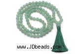 GMN8427 8mm, 10mm matte green aventurine 27, 54, 108 beads mala necklace with tassel