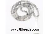 GMN8462 8mm, 10mm cloudy quartz 27, 54, 108 beads mala necklace with tassel