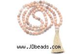 GMN8471 8mm, 10mm sunstone 27, 54, 108 beads mala necklace with tassel