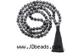 GMN8514 8mm, 10mm snowflake obsidian 27, 54, 108 beads mala necklace with tassel