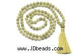 GMN8519 8mm, 10mm China jade 27, 54, 108 beads mala necklace with tassel