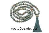 GMN8527 8mm, 10mm African turquoise 27, 54, 108 beads mala necklace with tassel