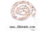 GMN8528 8mm, 10mm natural pink opal 27, 54, 108 beads mala necklace with tassel