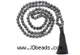 GMN8533 8mm, 10mm black labradorite 27, 54, 108 beads mala necklace with tassel