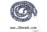 GMN8539 8mm, 10mm blue spot stone 27, 54, 108 beads mala necklace with tassel