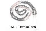 GMN8585 8mm, 10mm labradorite, rose quartz & white moonstone 108 beads mala necklace with tassel