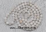 GMN904 Hand-knotted 8mm, 10mm matte white crazy agate 108 beads mala necklaces