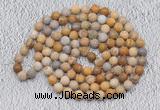 GMN907 Hand-knotted 8mm, 10mm matte fossil coral 108 beads mala necklaces