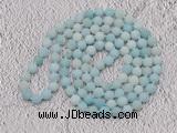 GMN924 Hand-knotted 8mm, 10mm matte amazonite 108 beads mala necklaces