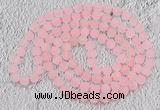 GMN929 Hand-knotted 8mm, 10mm matte rose quartz 108 beads mala necklaces