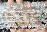 HABS05 15 inches 12mm faceted hexagon white crystal quartz beads wholesale