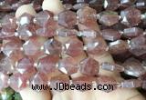 HABS08 15 inches 12mm faceted hexagon red strawberry quartz beads wholesale