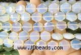 HABS15 15 inches 12mm faceted hexagon white opalite beads wholesale