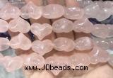 HGBS02 15 inches 11*13*18mm carved heart rose quartz beads