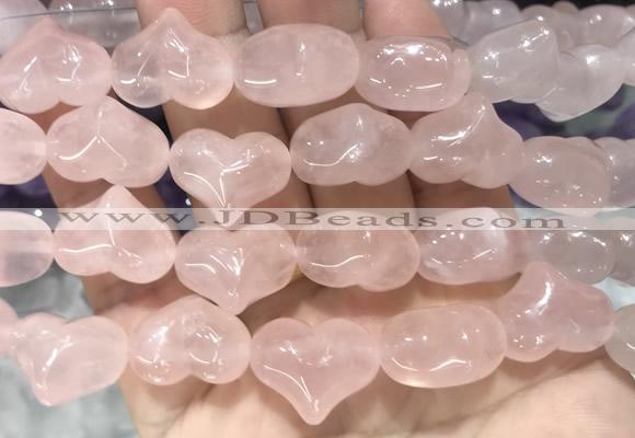 HGBS02 15 inches 11*13*18mm carved heart rose quartz beads