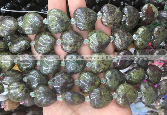 HGBS38 15 inches 20mm heart dragon blood jasper gemstone beads wholesale