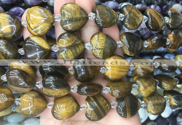 HGBS55 15 inches 20mm heart yellow tiger eye gemstone beads wholesale