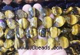 HGBS97 15 inches 18mm faceted heart yellow tiger eye gemstone beads