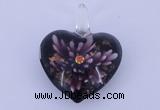 LP17 16*33*42mm heart inner flower lampwork glass pendants