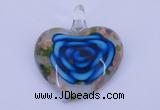 LP27 12*38*43mm heart inner flower lampwork glass pendants