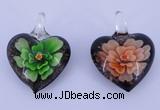 LP30 16*31*41mm heart inner flower lampwork glass pendants