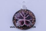 LP46 13*34*45mm flat round inner flower lampwork glass pendants