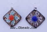 LP55 12*38*48mm diamond inner flower lampwork glass pendants