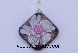 LP60 12*38*48mm diamond inner flower lampwork glass pendants