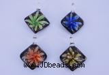 LP69 15*35*40mm diamond inner flower lampwork glass pendants