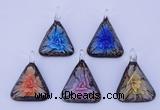 LP73 11*33*47mm triangle inner flower lampwork glass pendants