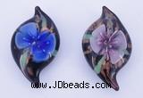 LP85 14*27*50mm leaf inner flower lampwork glass pendants