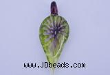 LP89 11*26*65mm leaf inner flower lampwork glass pendants