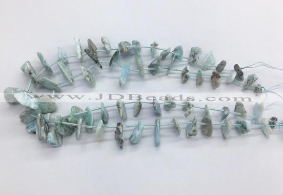 LRBS01 Top drilled 10*14mm - 15*25mm freeform larimar gemstone beads