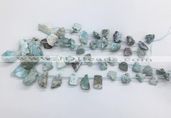 LRBS02 Top drilled 12*16mm - 20*25mm freeform larimar gemstone beads