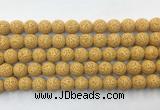 LVBS03 6mm, 8mm, 10mm, 12mm, 14mm, 16mm, 18mm & 20mm round yellow lava beads