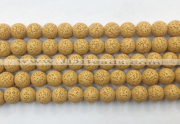 LVBS03 6mm, 8mm, 10mm, 12mm, 14mm, 16mm, 18mm & 20mm round yellow lava beads