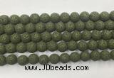 LVBS07 6mm, 8mm, 10mm, 12mm, 14mm, 16mm, 18mm & 20mm round dark green lava beads