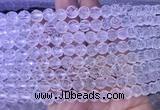 NCBS05 15 inches 8mm carved rose flower white crystal beads wholesale